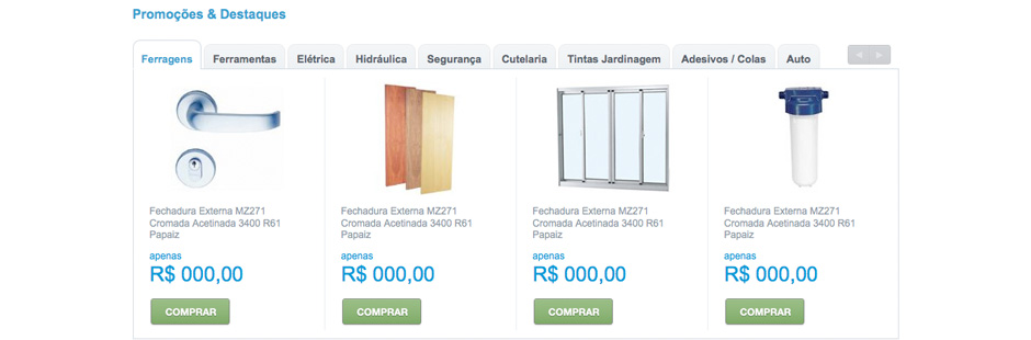 Página inicial do projeto - destaques