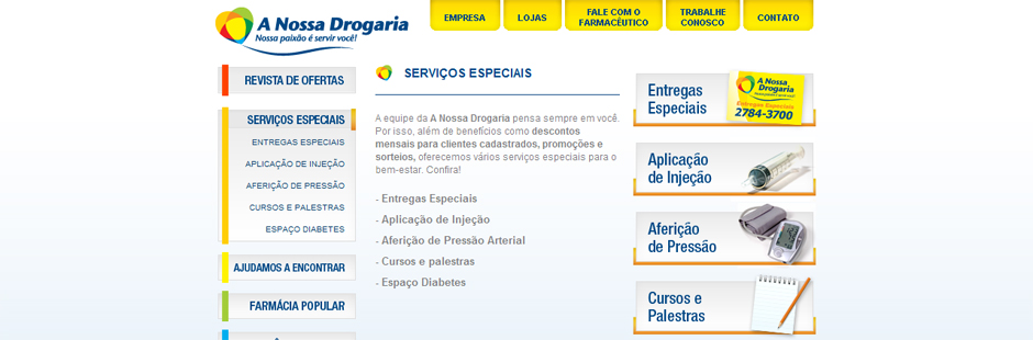 Página de produtos especiais